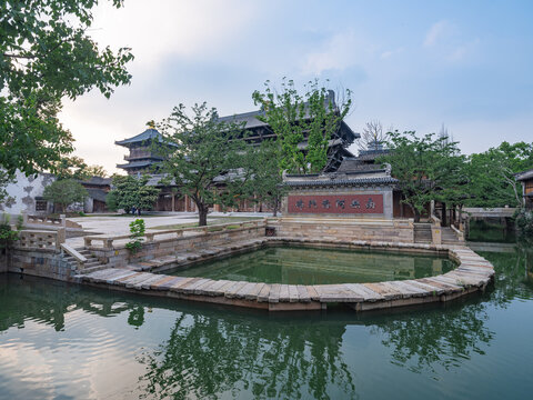 Night view of Puyuan, An ancient water town in Zhejiang Province, China.