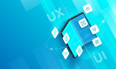 Isometric foldable smartphone. Toolkit UI UX scene generator.