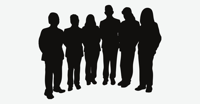 Dynamic Human Silhouettes, A Diverse Group of People in Various Standing Poses, Perfect for Illustrations and Design Projects