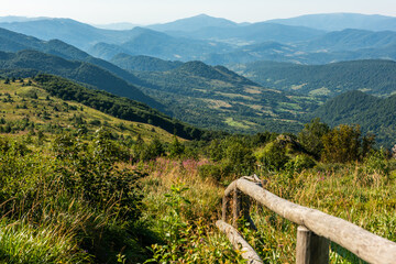 Trekking trial trough wilderness and scenic nature at summer in Bieszczady Mountains, Carpathians, Poland. © marcin jucha