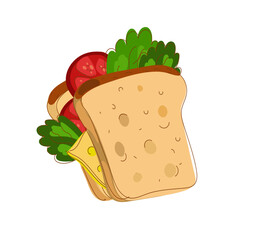 Happy sandwich day. Vector hand drawn doodle cartoon illustration, greeting poster, greeting card