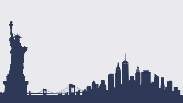 アメリカ、ニューヨークの街並みの風景による背景素材