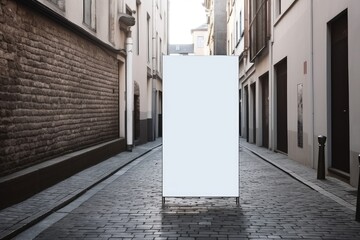 A blank billboard in the streets of the city