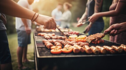 some friends grilling outdoors