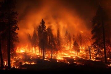 engulfed forest fires, environmental problems and disaster. 