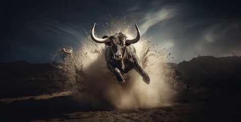 Poster wild bull bucking a bucket hd wallpaper © Yasir