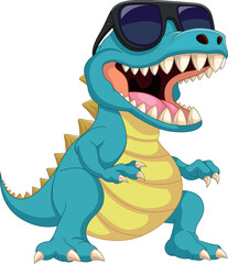 Estores personalizados infantiles con tu foto cute dinosaur wearing sunglasses cartoon