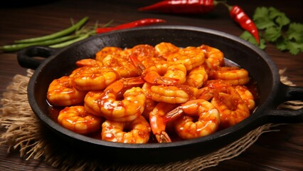 A delicious plate of spicy prawns