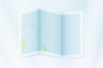 Tonga map, folded paper with Tonga map.