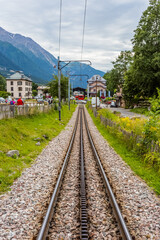 Fototapeta na wymiar Chamonix, voie ferrée du train de Montenvers