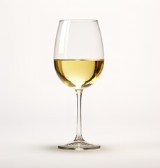glass for white wine on a white background, wine in a glass