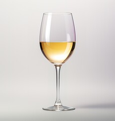 glass for white wine on a white background, wine in a glass