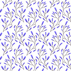 Fototapeta premium Delicate pattern with branches in purple colors.