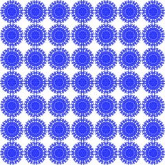 quadratische fläche gefüllt mit 7x7 sehr dekorativen kreisförmigen rosetten in blauer farbe
