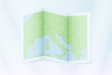 San Marino map, folded paper with San Marino map.