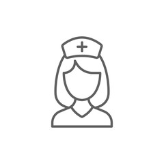 Nurse icon. Simple outline style. Medical assistant, female, woman, medic, doctor, health, medicine, hospital concept. Thin line symbol. Vector isolated on white background. Editable stroke SVG.