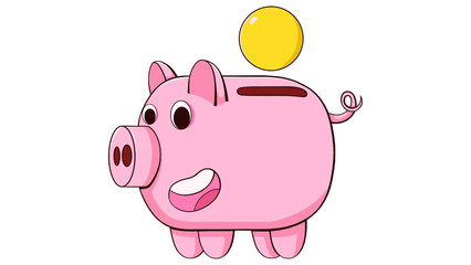 piggy bank, coin, cartoon piggy bank illustration, piggy bank icon, piggy bank isolated