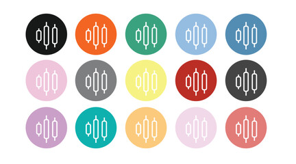 Vector Isolated Trading Icon Set or Illustration, with Candles or Candlesticks