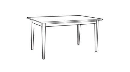 Vector Isolated Illustration of a Wooden Table. Black and white linear illustration