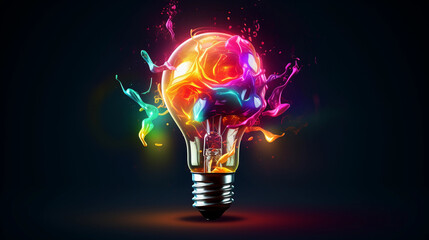 Idea Explosion: Unleashing Creative Concepts through a Colorful Light Bulb