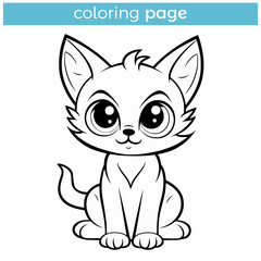 simple cute cat pet animal coloring page for kids vector illustration template design