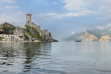 Fototapeta na wymiar Malcesine castle on the shores of Lake Garda