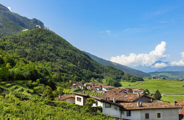 Fototapeta na wymiar beautiful town of Besenello in Trento region