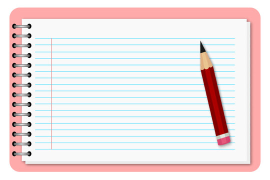 Illustration of a blank coil notebook and a pencil for template or background