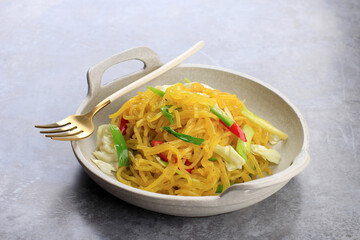 Mie Glosor or Mie Gelosor. Glossy Yellow Noodles