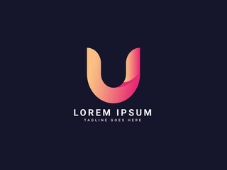 u modern letter logo