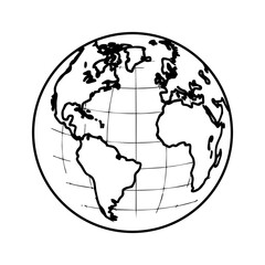 Planet Earth monochrome illustration on a white background. Vector illustration
