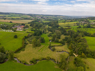 Aerial view of the beautiful hills and countryside of Epen in Limburg, the Netherlands