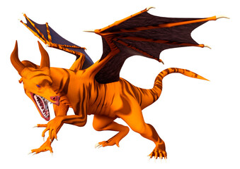 3D Rendering Fairy Tale Dragon on White
