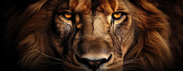 Eyes of a lion close up