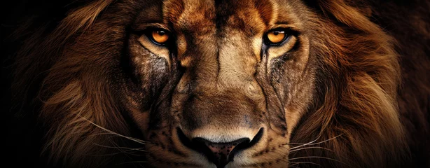 Zelfklevend Fotobehang Eyes of a lion close up © Veniamin Kraskov
