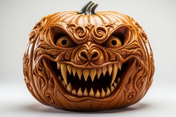 Abstract pumpkin monster. Halloween concept. Background with selective focus and copy space