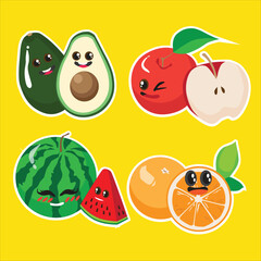 set of fruits cartoon