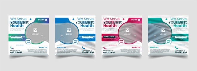 Medical social media post Layout | Healthcare service poster design | Editable vector