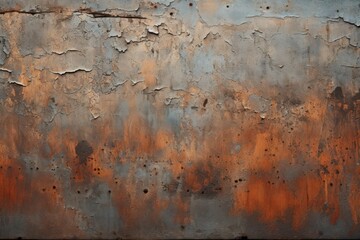Weathered and textured metal background, highlighting the raw and industrial aspect of metal surfaces. Generative AI