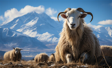 sheep in the mountains,snow mountains,tibet