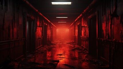 Red Corridor Horror Scene