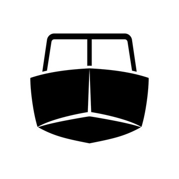 recommend clip art: Motor boat front view silhouette icon. Clipart image isolated on white background