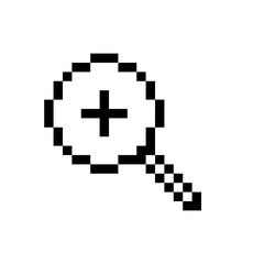 Obraz premium Pixel magnifying glass mouse cursor icon. Clipart image isolated on white background