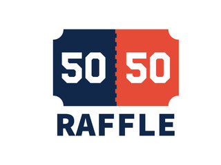 50-50 raffle ticket image. Clipart image isolated on white background