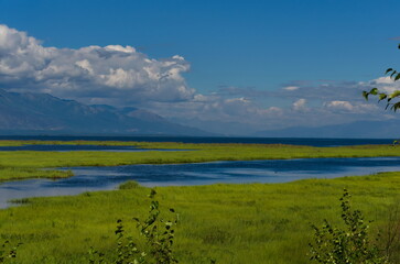 Green and deep blue huge space nothern Baikal