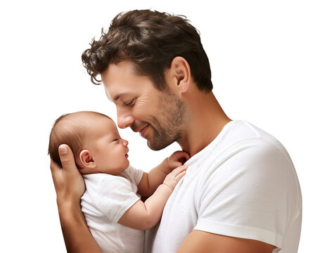 Loving father with a baby in his arms, cut out