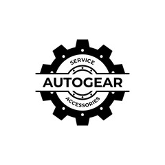 Gear wheel automotive industry vintage badge emblem label logo design