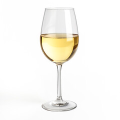 Glass of white wine side view isolated on a white background 