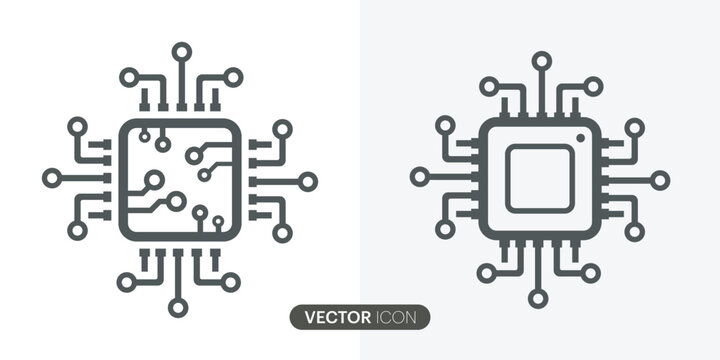 AI Processor vector icon.Artificial intelligence AI processor chip icon for websites and mobile minimalistic Mini CPU Icon Flat Style.Vector illustration
