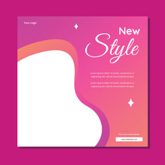 Editable minimal square banner template. Suitable for social media post and web internet ads. Vector illustration with photo college